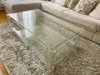 Mesa centro salon, acrilico metacrilato y cristal
