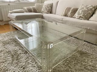 Mesa centro salon, acrilico metacrilato y cristal