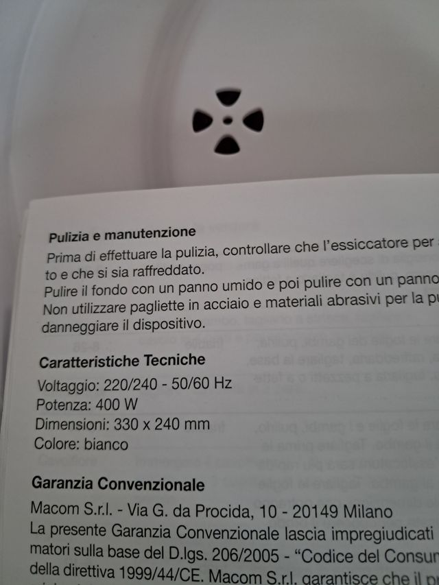 Essiccatore alimentare