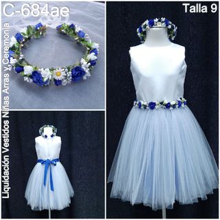 Vestido Niña Talla 9 Ceremonia Azul
