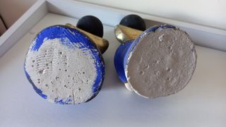 Coppia angeli dipinti a mano gesso blu