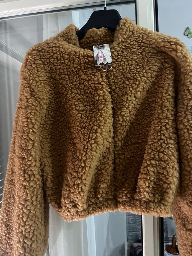 cappotto caldo corto con zip + borsa orsetto teddy