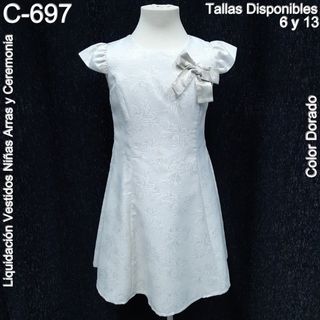 Vestido Niña Talla 6 13 Dorado Ceremonia
