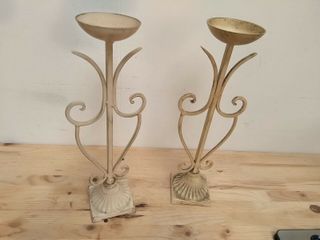 2 castiçais vintage em ferro ENVELHECIDO 40cm