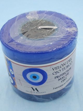 Velón ojo turco para hogar o negocio y palo santo