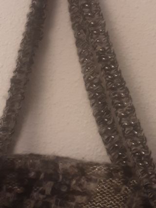 Tote bag lana de alpaca. Asas con cadena plateada.