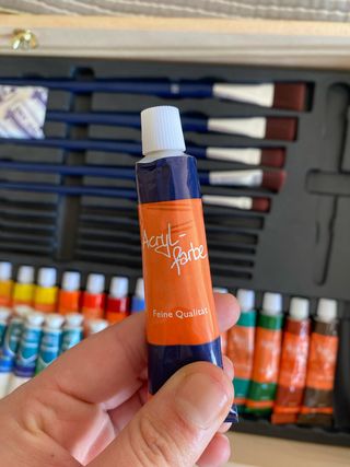 Mala de madeira de pintura oleo/acrilico