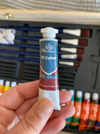 Mala de madeira de pintura oleo/acrilico