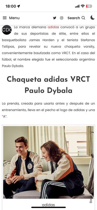 Chaqueta niño adidas VRCT Paulo Dybala