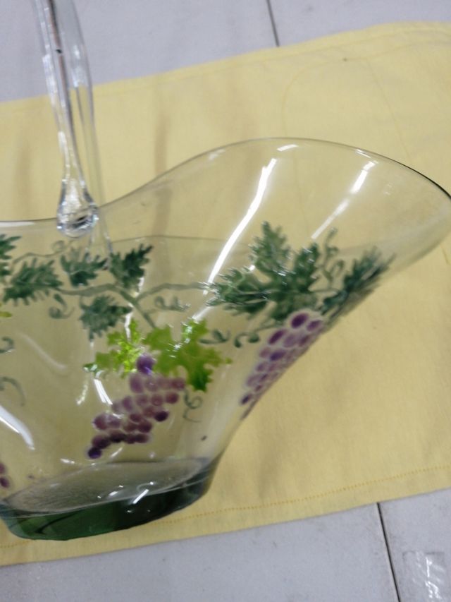 Cesta cristal pintado a mano 30x26