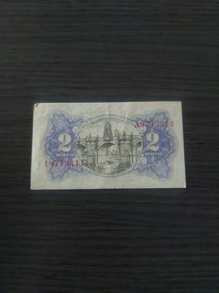 Billete 2 pesetas 1938. Sería A