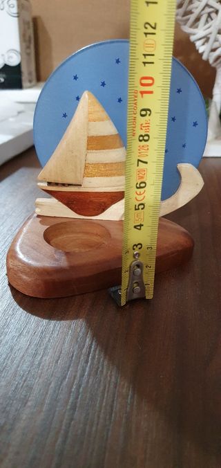Porta candela soprammobile legno vela