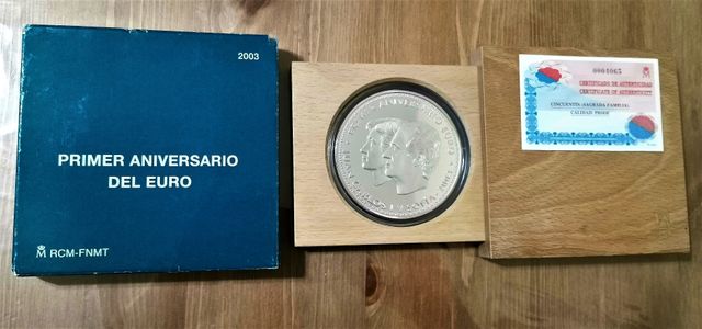 Moneda de 50 euros de 2003. I aniversario del Euro