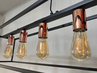 Lampadario "industriale" nero/rame