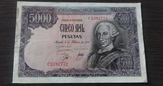 Billete 5000 pesetas 1976. Serie E
