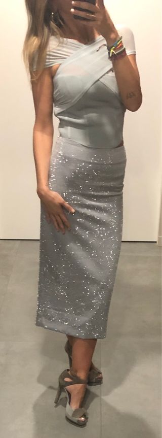 Falda midi raso strass Zara nueva