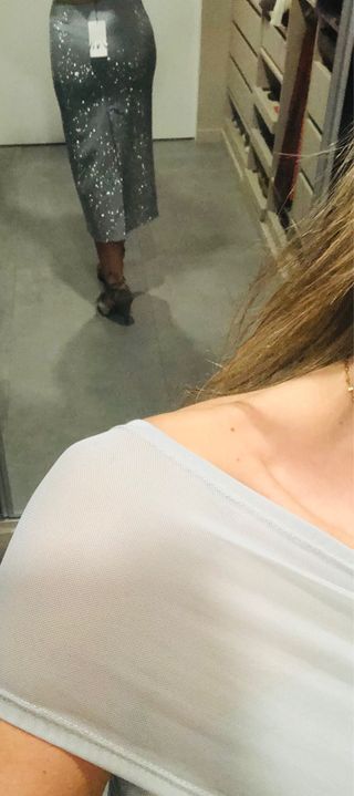 Falda midi raso strass Zara nueva