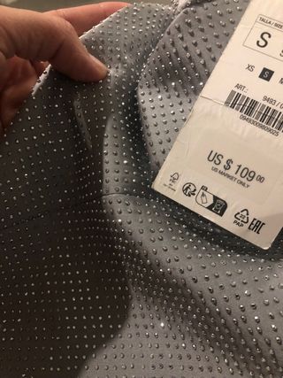 Falda midi raso strass Zara nueva