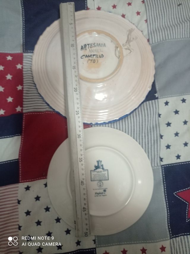 lote de 2 platos escudo heráldico y yoplait