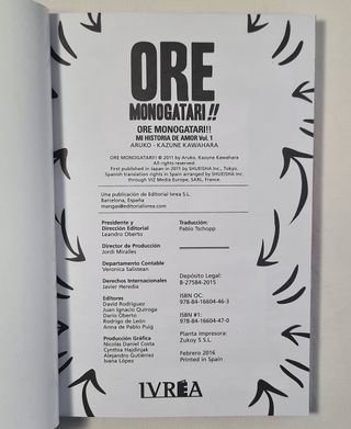 CÓMIC MANGA: ORE MONOGATARI