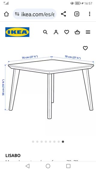 Mesa de centro ikea, Lisabo 70x70