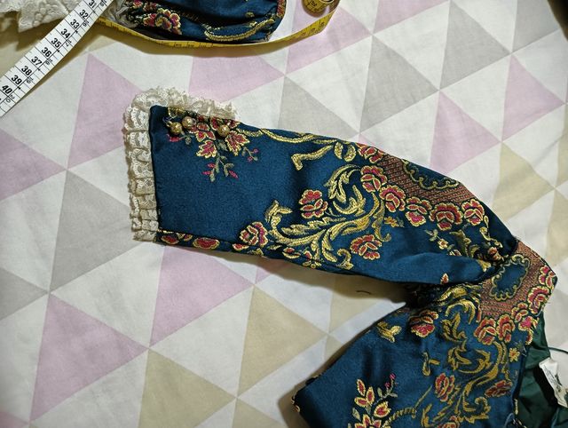 Vestido de fallerita azul oscuro 2 mangas 6 -7años