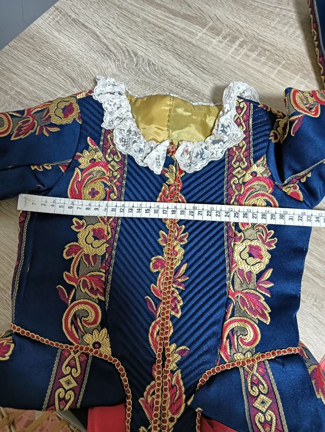 Vestidito de fallerita azul osc 6- 7 años