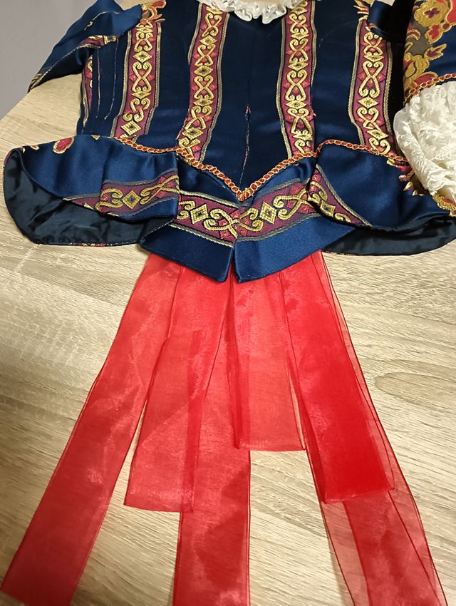 Vestidito de fallerita azul osc 6- 7 años