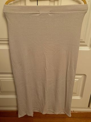 Falda tubo beige de canalé