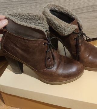 Botines Mujer 38 marrón borreguito pam