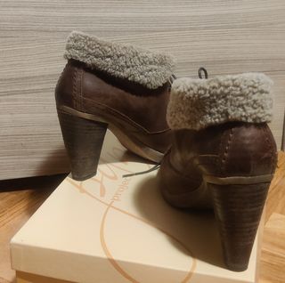 Botines Mujer 38 marrón borreguito pam