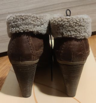 Botines Mujer 38 marrón borreguito pam