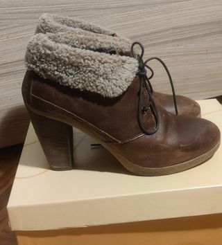 Botines Mujer 38 marrón borreguito pam