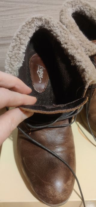 Botines Mujer 38 marrón borreguito pam