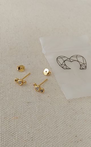 Pendientes 3 circonitas plata 925 dorados.Liquidac