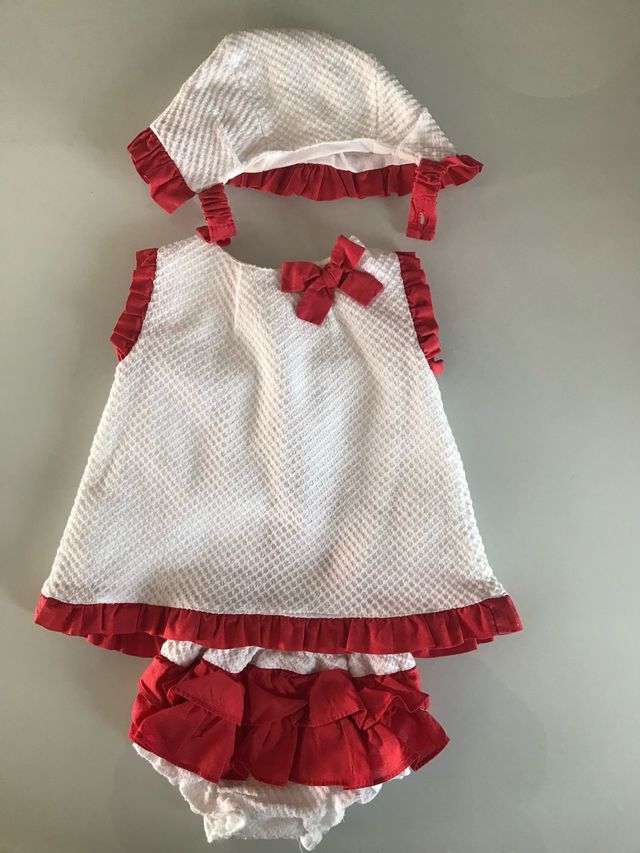 Vestido blanco y rojo bebé