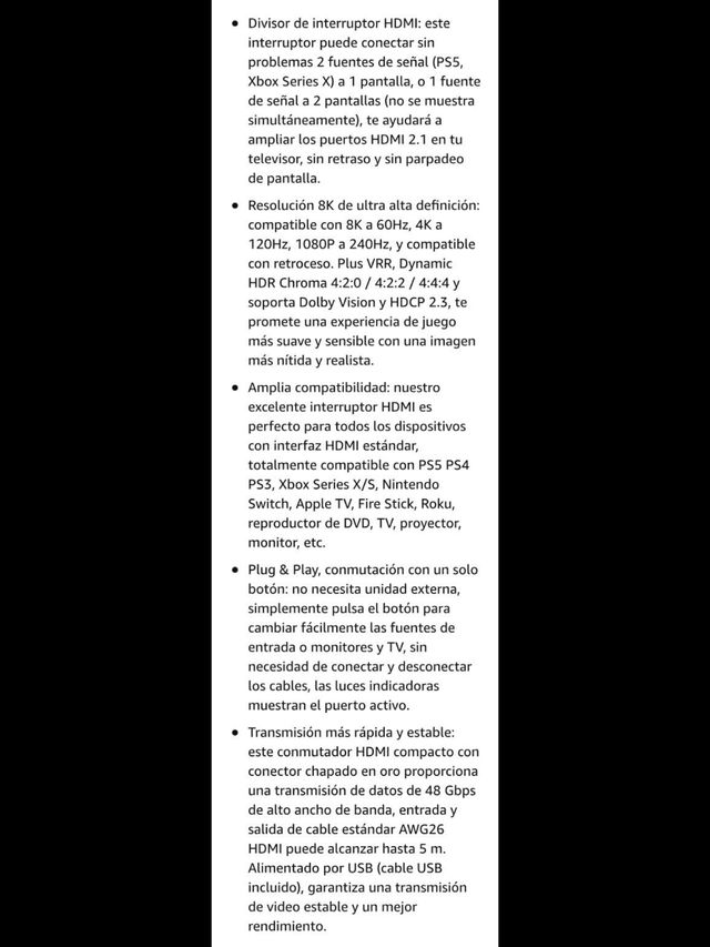 Interruptor HDMI 2.1 conmutador HDMI