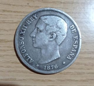 Moneda de Plata Alfonso XII 5 Pesetas de 1876
