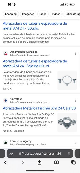 Abrazadera metalica fischer tubo am 24 