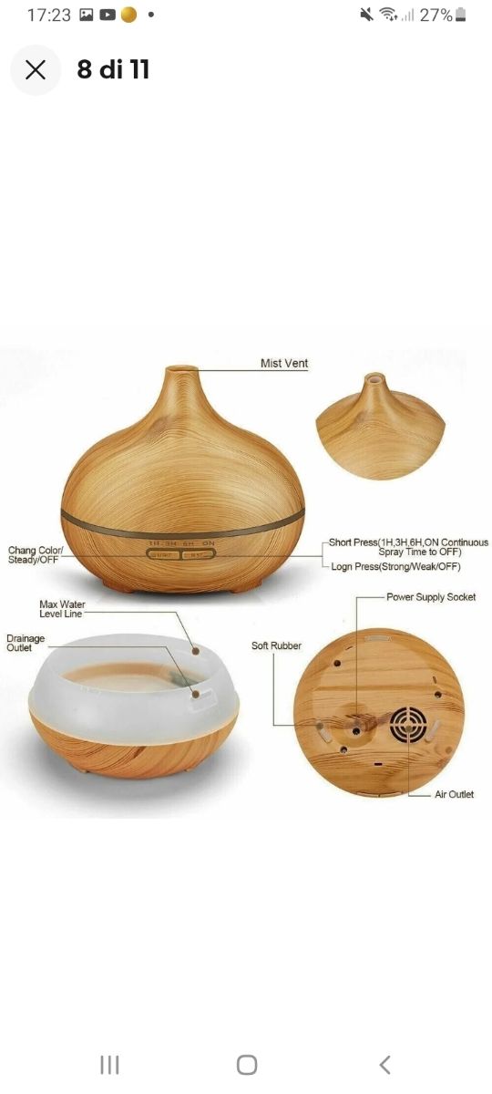 Umidificatore aromi con luci led