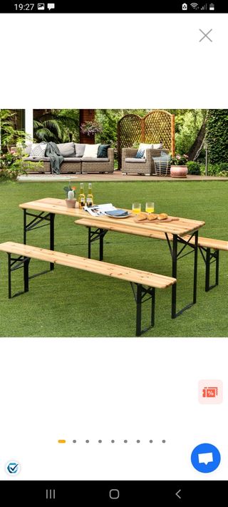mesa y banco plegable jardín