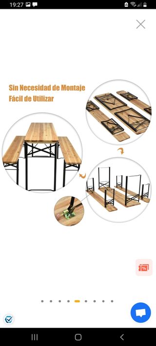 mesa y banco plegable jardín