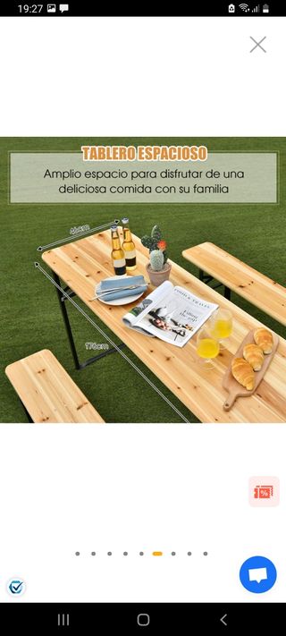 mesa y banco plegable jardín