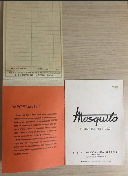 Libretto istruzioni d'uso Mosquito Garelli 1952