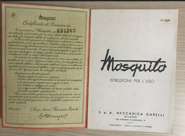 Libretto istruzioni d'uso Mosquito Garelli 1952
