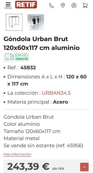 Mobiliario de tienda RETIF — Colección Urban — 