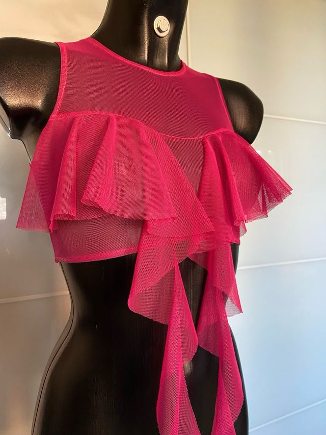 Top corto rosa trasparente y2k coquette