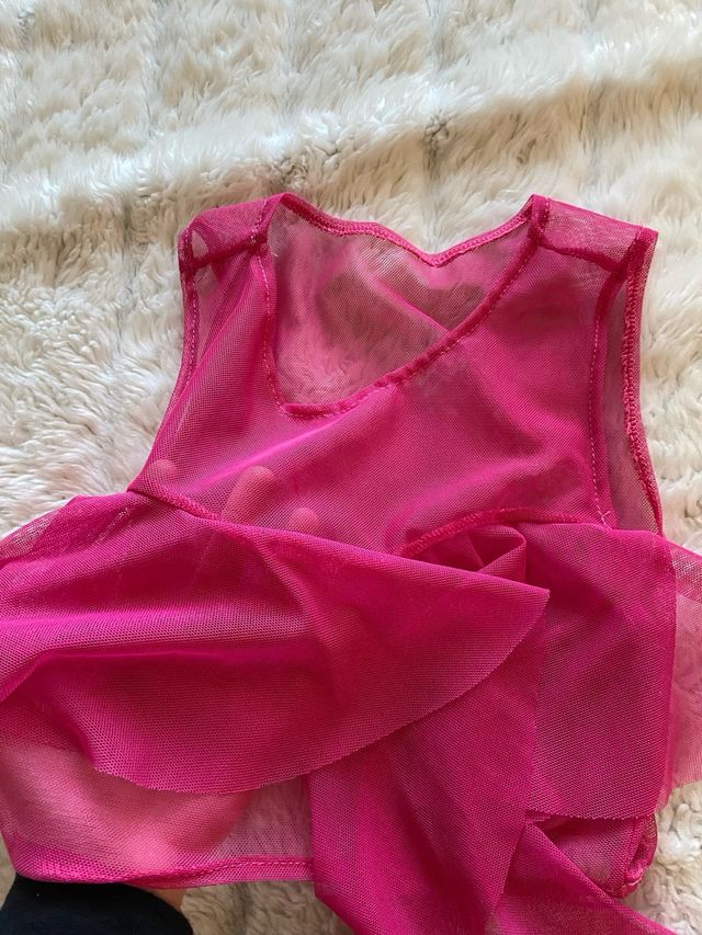 Top corto rosa trasparente y2k coquette