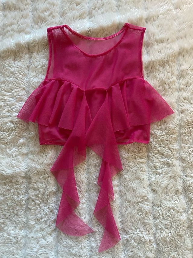 Top corto rosa trasparente y2k coquette