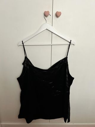Camiseta lencera negra XXL de Violeta by Mango